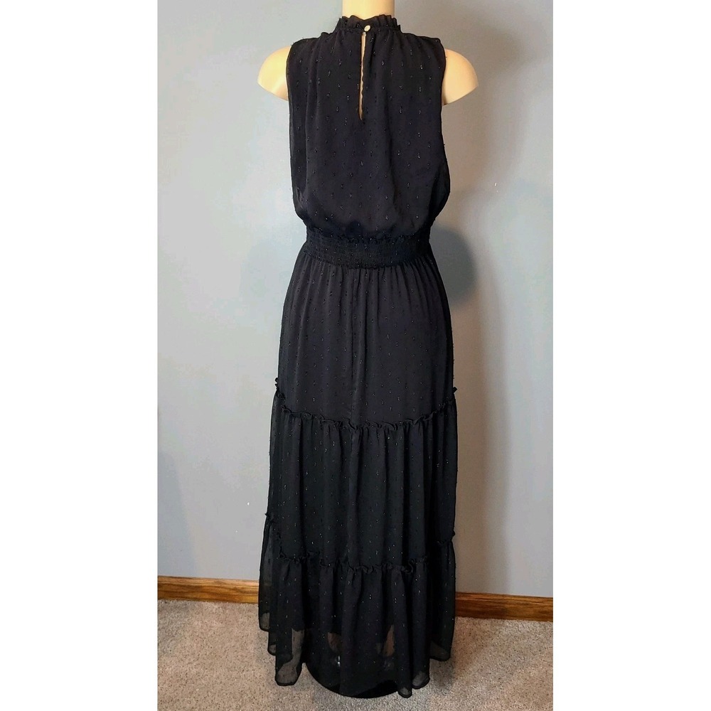 Draper James RSVP Black Tiered Sparkle Maxi Dress Sz Large Flowy Smocked Comfy - Picture 5 of 9